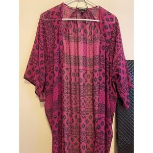 womens pink black Express kimono